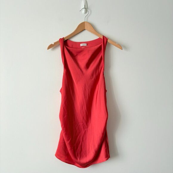 Aritzia Babaton Manuscript Satin Blouse Cowlneck Top Red Size Large - Picture 2 of 5